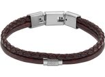 Armband Fossil "Schmuck Geschenk Edelstahl Leder Armschmuck Jewelry", Braun, ArmbäNder, Damen, 20Cm, Edelstahl Leder, Edelstahl, Leder, Armband