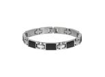 Armband Zeeme "Edelstahl Poliert Mit Carbon-Einlagen 20,5Cm Lang", Schwarz, ArmbäNder, Damen, 20,5Cm, Edelstahl, GläNzend, Armband