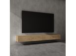Doporro Mobile Porta Tv Sospeso 280 Cm Con 4 Ante Marrone Chiaro, Credenza Bassa Da Soggiorno Salotto, Madia Consolle Per Tv Fernsehschrank02
