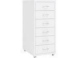 The Living Store Armadio Per Archiviazione Con Rotelle Bianco 28X41X69 Cm Metallo