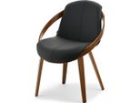 Sedia Da Pranzo Di Design Hoda - Noce / Ecopelle Nera