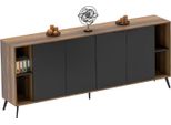 Cassettiera Credenza Ufficio Mobile Studio Marrone Nero