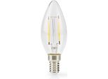 Lampadina A Filamento Led E14 | Candela | 2,2 W | 470 Lm | 2700 K | Bianco Caldo | Stile Retrò | 1 Pz | Trasparente