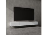 Doporro Mobile Porta Tv Sospeso 280 Cm Con 4 Ante Bianco Opaco, Credenza Bassa Da Soggiorno Salotto, Madia Consolle Per Tv Fernsehschrank02