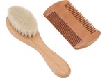 Set Spazzola E Pettine Per Capelli In Legno Per Neonati Spazzola In Lana Con Doppio Bordo Per Baby Shower Capelli Neonati
