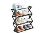 Scarpiera Pieghevole A 4 Livelli Organizzatore Di Stoccaggio Per Scarpe In Piedi E Salvaspazio Per Armadio, Corridoio, Ingresso, Camera Da Letto Nero