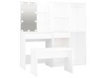 Syfax™ Set Tavolo Da Toeletta Bianco Con Led In Legno Multistrato
