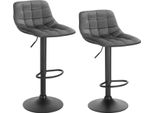 Set Di 2 Sgabelli Da Bar In Velluto - Sgabello Da Bar - Regolabile In Altezza - Girevole A 360° - Alzata A Gas - Schienale E Poggiapiedi - Altezza Seduta 59,5-81 Cm - Portata 100 Kg - Grigio Scuro