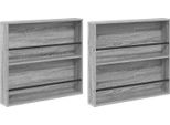 Vidaxl Portariviste 2 Pezzi Grigio Sonoma 80 X 12 X 70 Cm Materiale A Base Di Legno