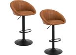 Set Di 2 Sgabelli Da Bar - Sgabello Alto Da Cucina - Regolabile In Altezza - Girevole A 360° - Schienale Ergonomico - Similcuoio - 45X53X103,5 Cm - Khaki