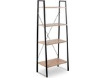 Scaffale A Scala - Libreria A 4 Livelli - 60X35X148 Cm - Pannello In Mdf - Indipendente - Scomparti Aperti - Moderno Minimalista - Nero E Rovere Chiaro
