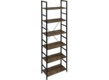 Libreria - A Terra - 6 Livelli - Mdf - 60 X 28 X 180 Cm - Design Aperto - Stile Vintage - Blu