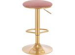 Set Di 2 Sgabelli Da Bar - Sgabello Da Banco Regolabile In Altezza - Girevole A 360° - Poggiapiedi - Seduta In Velluto + Struttura In Metallo - Altezza Seduta 61-82 Cm - Portata Fino A 120 Kg - Rosa