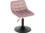 Sgabello Da Bar/Sgabello Da Banco In Velluto - Sgabello Girevole Regolabile In Altezza Con Schienale - Girevole A 360° - Seduta 42,5X35 Cm - Altezza Totale 60,5-72 Cm - Rosa