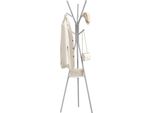 Appendiabiti - Appendiabiti Autoportante - 9 Ganci - 1 Ripiano 29 Cm - 50X50X180 Cm - 5 Kg Per Gancio/Scaffale - Metallo + Mdf - Bianco