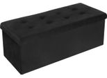 Panca Portaoggetti - Cassapanca Pieghevole - Con Vano Portaoggetti - Velluto - 110 X 37,5 X 38 Cm - Nero