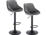 Set Di 2 Sgabelli Da Bar - Sgabello Da Bar - Girevole - Regolabile In Altezza - Rivestimento In Velluto - Struttura In Acciaio Cromato Con Poggiapiedi - Altezza Totale 84-106 Cm - Portata Fino A 100 Kg - Grigio Scuro
