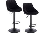 Set Di 2 Sgabelli Da Bar - Sgabello Da Bar Girevole - Velluto - Altezza Regolabile 84-106 Cm - 360° - Poggiapiedi - Struttura Cromata - 100 Kg - Nero