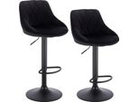 Set Di 2 Sgabelli Da Bar - Sgabello Girevole - Regolabile In Altezza - Con Poggiapiedi - Altezza 84-106 Cm - Portata Fino A 100 Kg - Acciaio Cromato - Velluto Nero