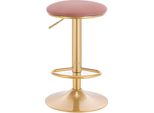 Sgabello Da Bar - Modello Regolabile In Altezza - Girevole A 360° - Poggiapiedi - Seduta In Velluto - Fino A 120 Kg - Altezza Seduta 61-82 Cm - Rosa