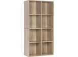 Libreria - Scaffale A 8 Scomparti - 3 Livelli, Mdf, 60 X 29,5 X 121 Cm, Autoportante, Scaffale Aperto - Rovere Chiaro