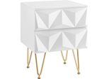Comodino - Cassettiera - Dimensioni 40×53×40 Cm - Metallo - Due Cassetti - Rilievo Con Effetto 3D - Stile Marocchino Moderno