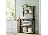 Scaffale Da Cucina - Scaffale Per Microonde Scaffale Da Panettiere - Misura Xl - 80X39,5X167 Cm - Ripiani Multipli - Scaffale In Piedi - Truciolato E1 E Metallo - Rovere Chiaro