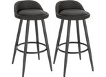 Sgabello Da Bar - Sgabello Da Banco - Altezza 78,5 Cm - Altezza Seduta 69,5 Cm - Rivestimento In Pelle - Schienale 11,5 Cm - Fino A 120 Kg - Antracite