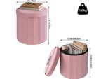 Sgabello In Velluto - Sgabello Rotondo - Pieghevole - Coperchio Imbottito Rimovibile - Mdf - Piccolo - Rosa