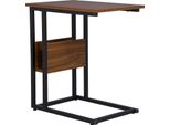 Tavolino Da Divano - Tavolino A C/Tavolino - Struttura In Metallo - Mdf 55 X 36 Cm - Altezza 59,5 Cm - Portata 10 Kg - Faggio Scuro
