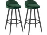 Set Di 2 Sgabelli Da Bar - Sgabello Alto Da Banco/Sgabello Da Cucina - Velluto, Poggiapiedi, Altezza Seduta 69,5 Cm, Altezza Totale 78,5 Cm, Portata 120 Kg - Verde Scuro