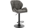 Sgabello Da Bar - Sedia Girevole Regolabile In Altezza - Alzata A Gas 60-82 Cm - Girevole A 360° - Base In Acciaio Cromato Con Poggiapiedi - Fino A 100 Kg - Pelle Grigia