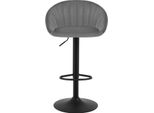 Sgabello Da Bar - Sgabello Da Cucina Con Schienale - Altezza Regolabile 62-82 Cm - Girevole A 360° - Poggiapiedi In Metallo - Con Braccioli - Rivestimento In Velluto - Grigio Chiaro