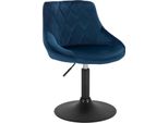Sgabello Da Bar In Velluto - Sgabello Da Bar Regolabile In Altezza - Girevole - Con Schienale - 66-82 Cm - Struttura In Metallo - 100 Kg - Blu