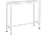 Tavolo Da Bar Per Cucina - Tavolo Alto Da Bar - 120X40X100 Cm - Struttura In Metallo - Piano In Mdf - Fino A 100 Kg - Per 2 Persone - Bianco