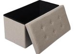 Panca Con Spazio Di Archiviazione - Pouf Pieghevole - Rivestimento In Lino - 76×38×38 Cm - Spazio Di Archiviazione 80 L - Capacità Di Carico 150 Kg - Coperchio Rimovibile - Beige