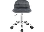 Sedia Da Ufficio - Sgabello Girevole - Rivestimento In Velluto - Altezza Regolabile 56,5-68 Cm - Schienale Basso - Con Rotelle - Senza Braccioli - Grigio Scuro