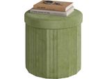Sgabello/Pouf In Velluto - Sgabello Rotondo - Pieghevole - Coperchio Imbottito Rimovibile - E1-MDF - Piccolo - Verde