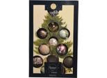 Set Di Decorazioni Natalizie In Vetro 12 Pezzi Rosa Marrone Oro Ornamenti Fini Con Perle Punti Glitter E Motivi Decorativi Decorazioni Per Alberi In Vetro Di Alta Qualità