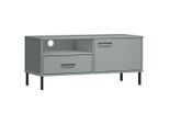 Syfax™ Mobile Tv Con Gambe Metallo Grigio Legno Massello Di Pino Oslo