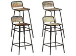 The Living Store Sgabelli Da Bar 4 Pezzi. Legno Massiccio Di Recupero