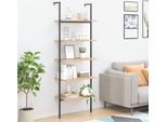 Vidaxl Scaffale A 5 Ripiani Marrone Chiaro E Nero 64X35X185 Cm - Scaffale Appoggiato - Scaffale Appoggiato - Libreria - Scaffale