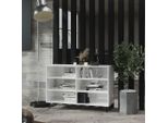 The Living Store Credenza Bianca Lucida 103,5X35X70 Cm Materiale A Base Di Legno