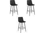 Valora Nado Sgabello Velluto Nero Gambe Nere Set Di 3 | Set Di 3 Sgabelli Minimalisti In Velluto Nero