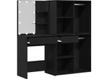 Syfax™ Set Tavolo Da Trucco Led Rovere Nero 140 X 40 X 140 Cm
