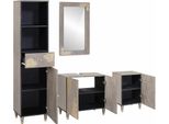 Vidaxl Set Di Armadietti Per Il Bagno Montati A Parete 4 Pezzi Grigio In Legno Massiccio Mango