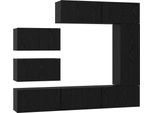Vidaxl Set Di Mobili Tv 8 Pezzi Look Rovere Nero 30,5 X 30 X 90 Cm