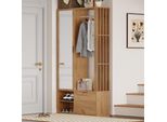 Set Di Armadi Merax 6 In 1, Armadio Da Corridoio Con Specchio, Scarpiera Con Asta Appendiabiti E 9 Vani Portaoggetti, Armadio Da Ingresso (100X33X190 Cm)