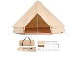 Succebuy Grande Tenda A Campana 6 X 3,5 M In Cotone Tc Con Robusti Pali In Ferro E Telo Di Fondo In Pvc, Adatta Per Un Massimo Di 10 Persone. Perfetta Per Il Campeggio, Le Gite In Famiglia E Le Avventure All'aperto, Con 12 Finestre Per Una Ventilazione Ottimale.