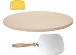 Succebuy Pietra Per Pizza 381 X 381 Mm, Pietra Rotonda In Cordierite, Grande Piastra Di Cottura Con Raschietto E Paletta In Alluminio, Spessore 17 Mm, Resistente Al Calore, Ideale Per Cuocere Pane E Pizza Nel Forno Della Cucina